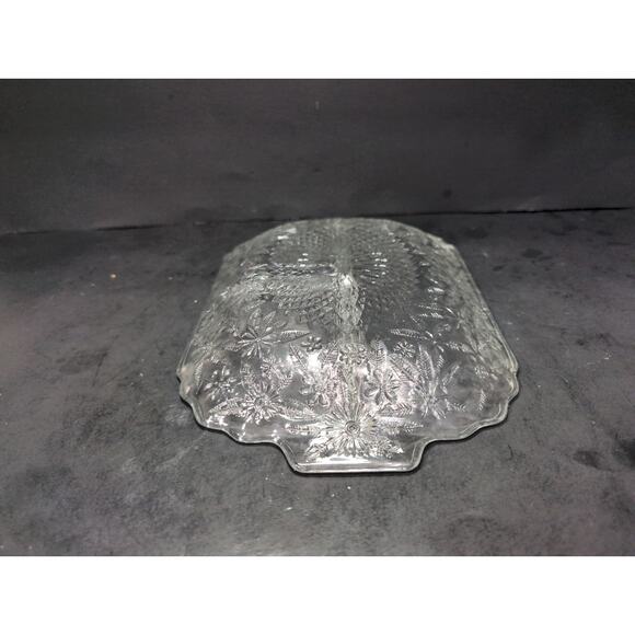 Indiana Glass Pineapple Floral Platter,‎ Depression Glass Tray, 11.5" X 7.5, Vtg - Picture 5 of 10